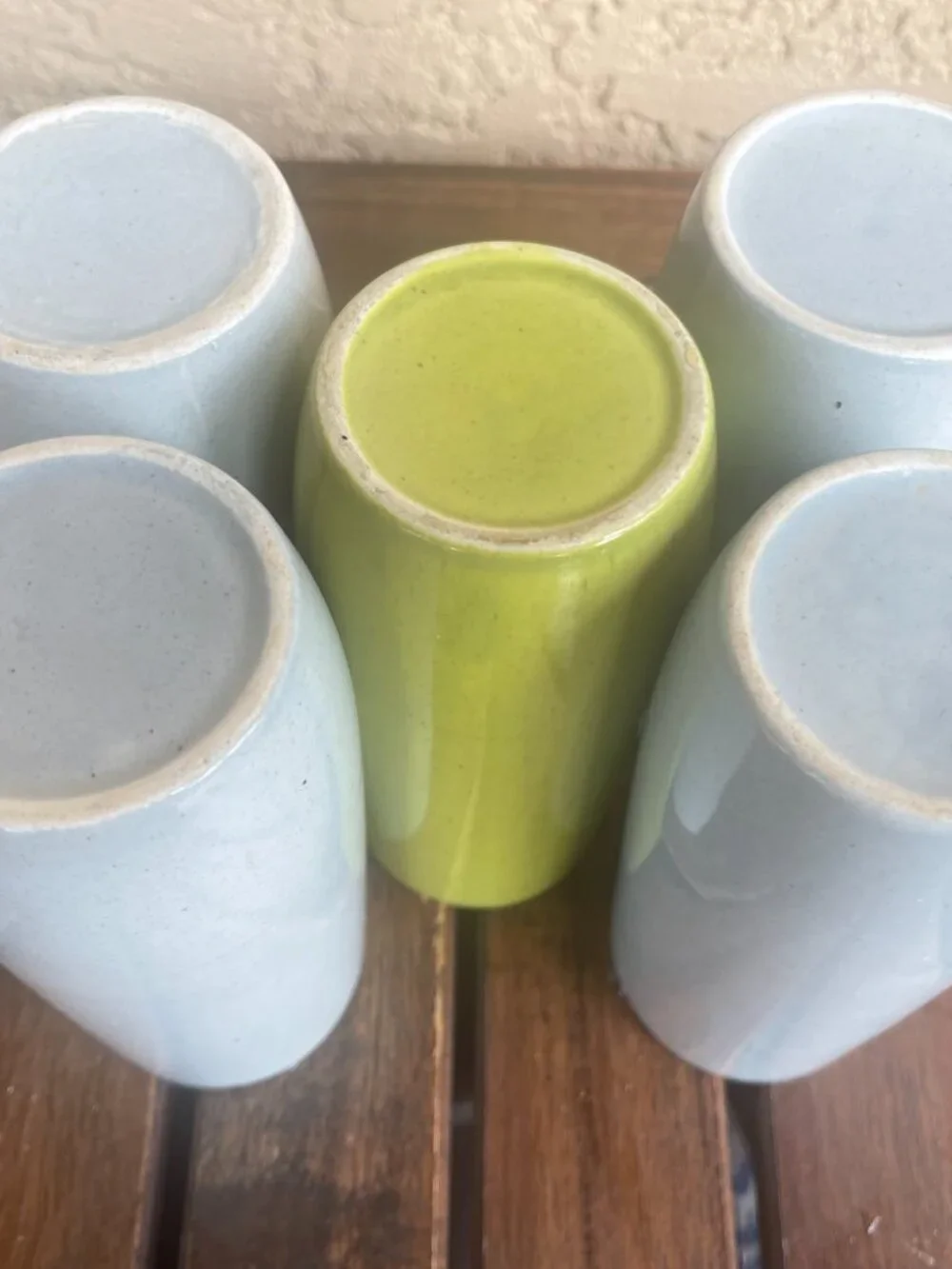 Mid Century Vernonware Metlox Heavenly Days  Solid Gray & Green Tumbler Glasses